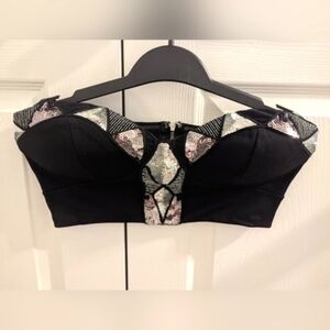 Bebe - Black Strapless Bralette With Silver Sequins Accents